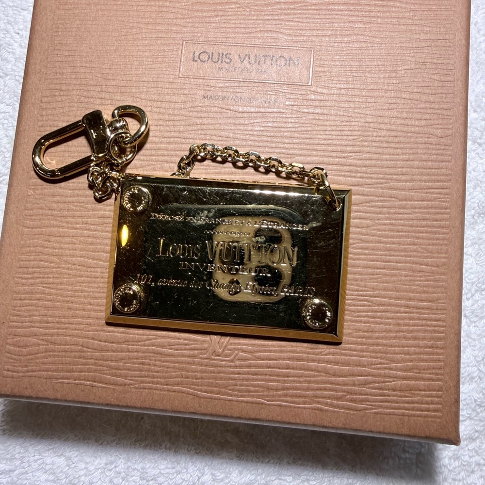 Louis Vuitton Gold Metal Plaque / Mirror Keychain
